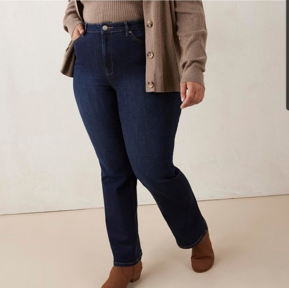 Penningtons Bootcut Jeans DC Dark Wash Stretchy High Waisted Rise Long Tall New - Picture 2 of 14